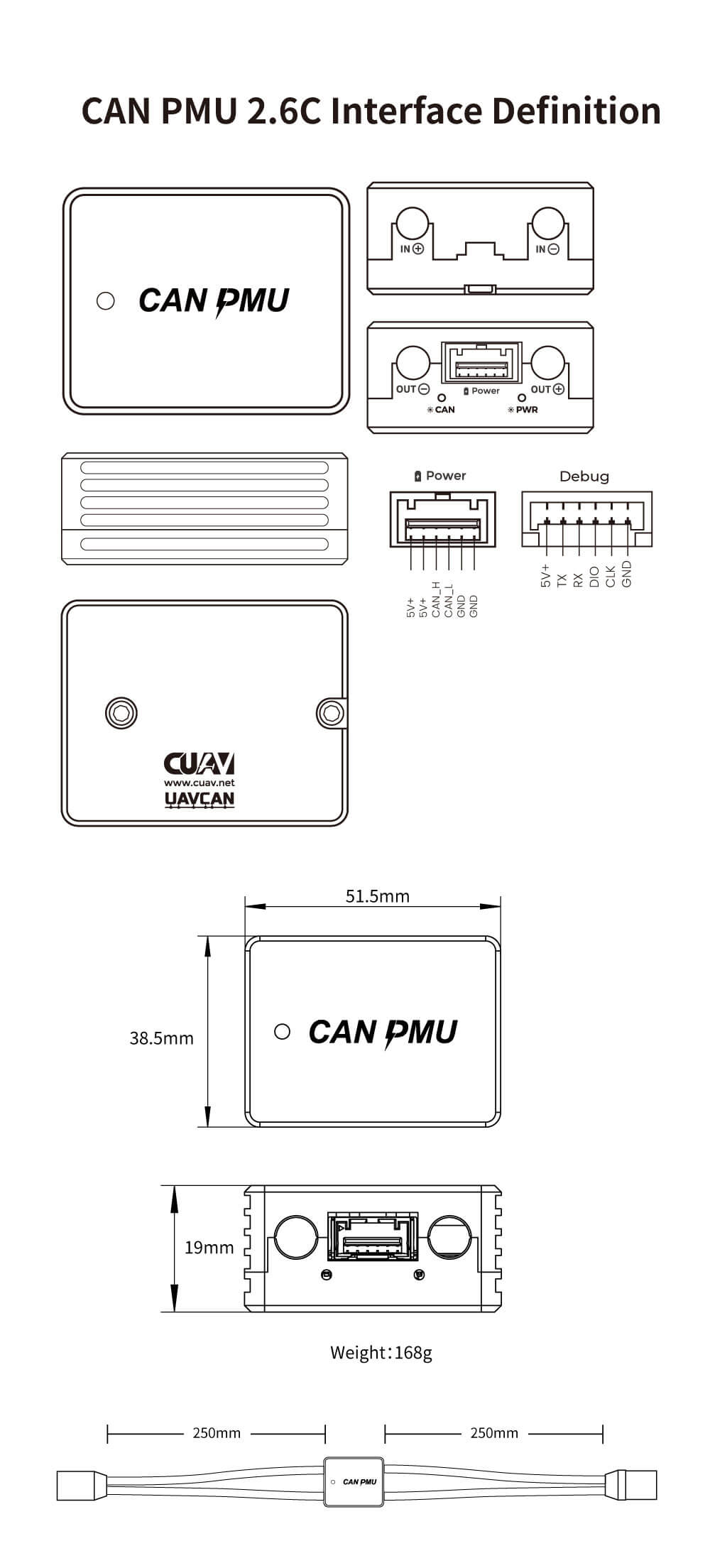 CUAV CAN PMU Güç Ölçüm Modülü — Teknik detay