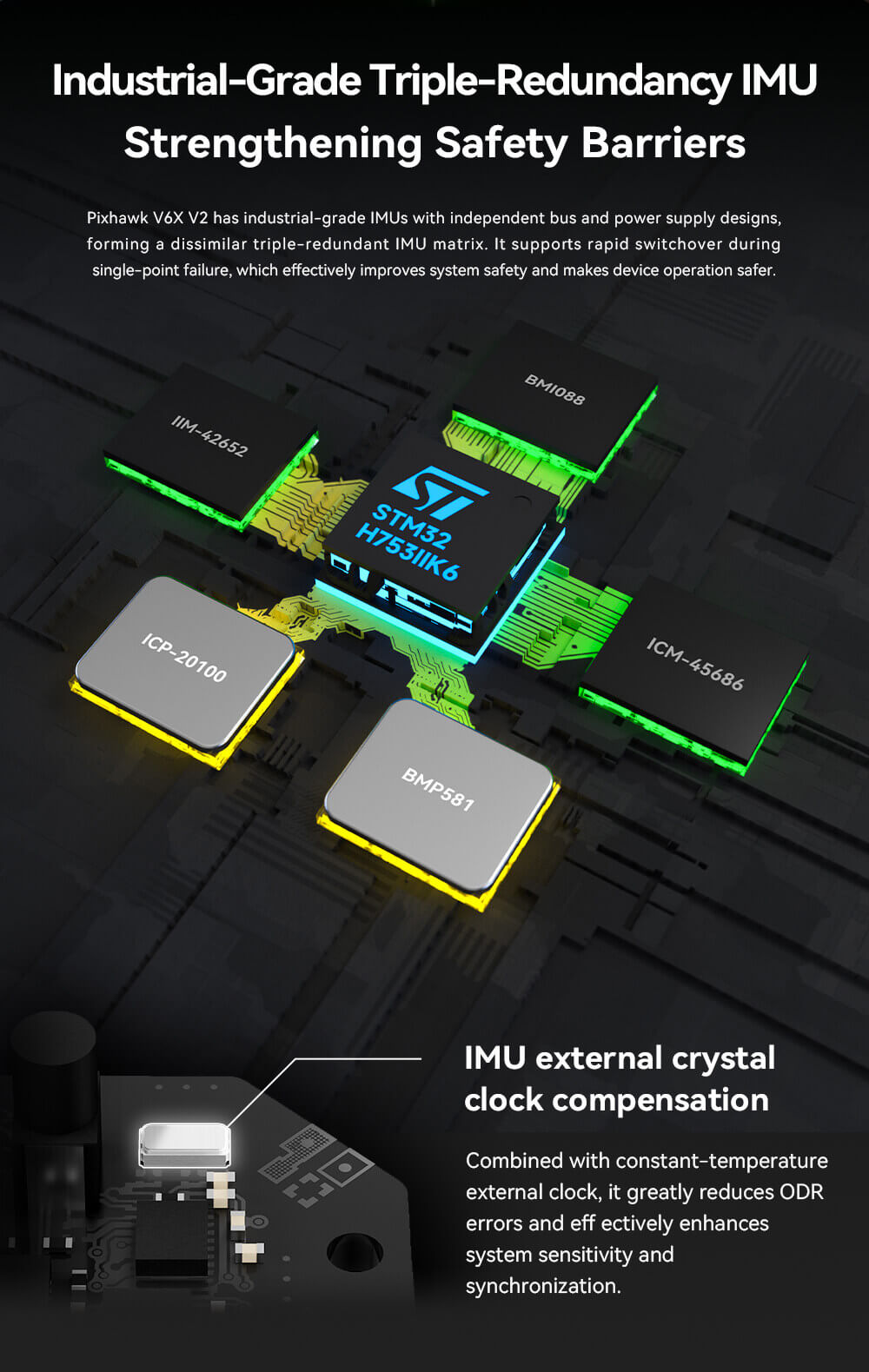 CUAV Pixhawk V6X V2 Uçuş Kontrolcüsü — Pixhawk V6X V2 Kontrolcü + PMU 2 Lite Güç Modülü(5V) — Teknik detay