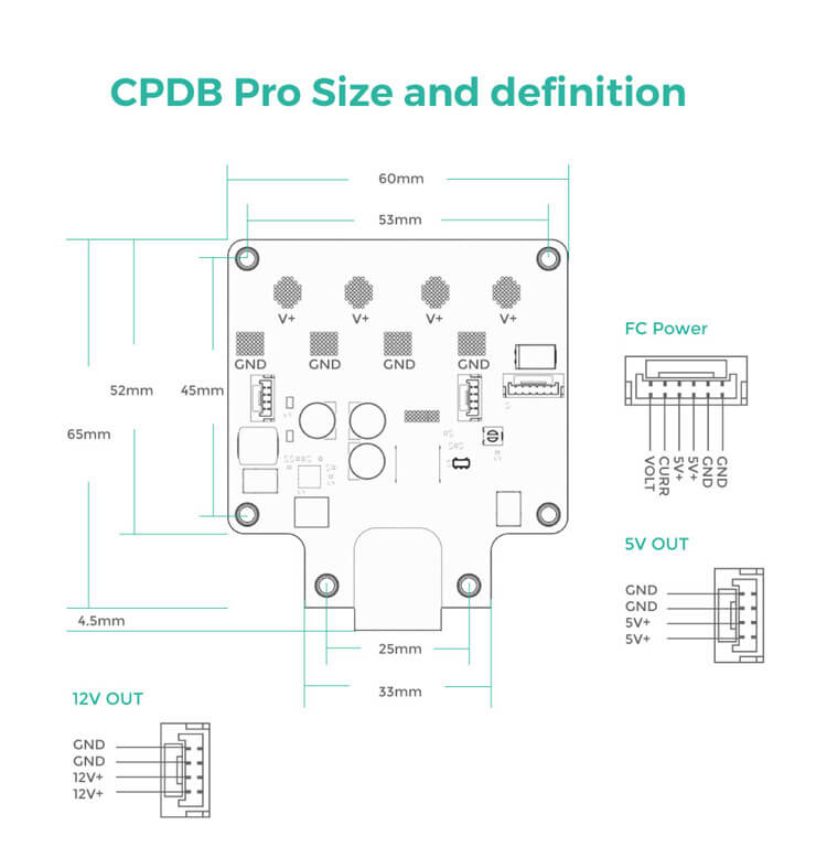 CUAV CPDB Pro Güç Dağıtım Kartı — CPDB Pro - Pixhack Sürümü * 2 adet — Teknik detay