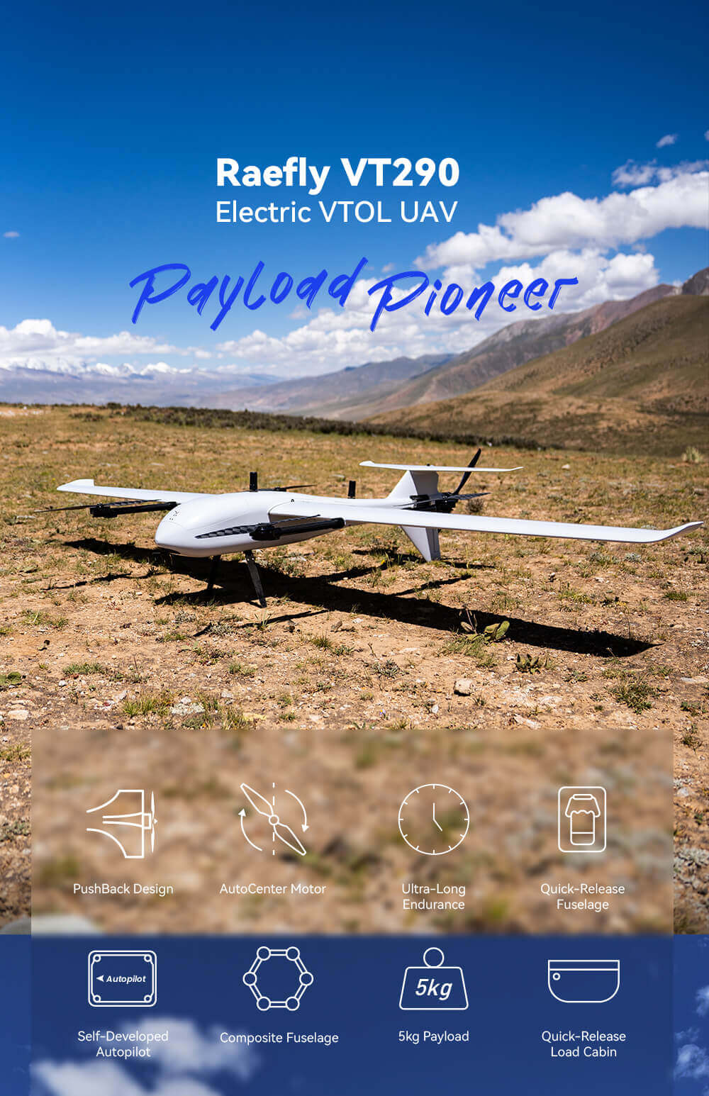Raefly VT290 Elektrikli VTOL İHA — Hareketli Platform Kalkış ve İniş Sürümü — Teknik detay