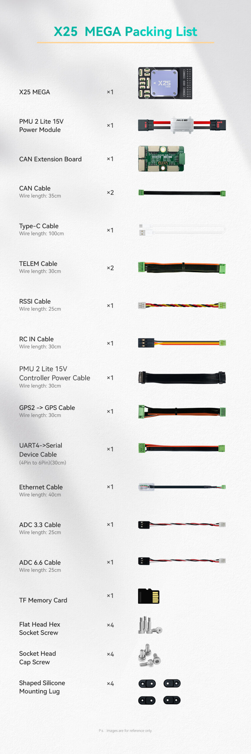 CUAV X25 MEGA Endüstriyel Uçuş Kontrolcüsü — Güç modülü dahil — Teknik detay