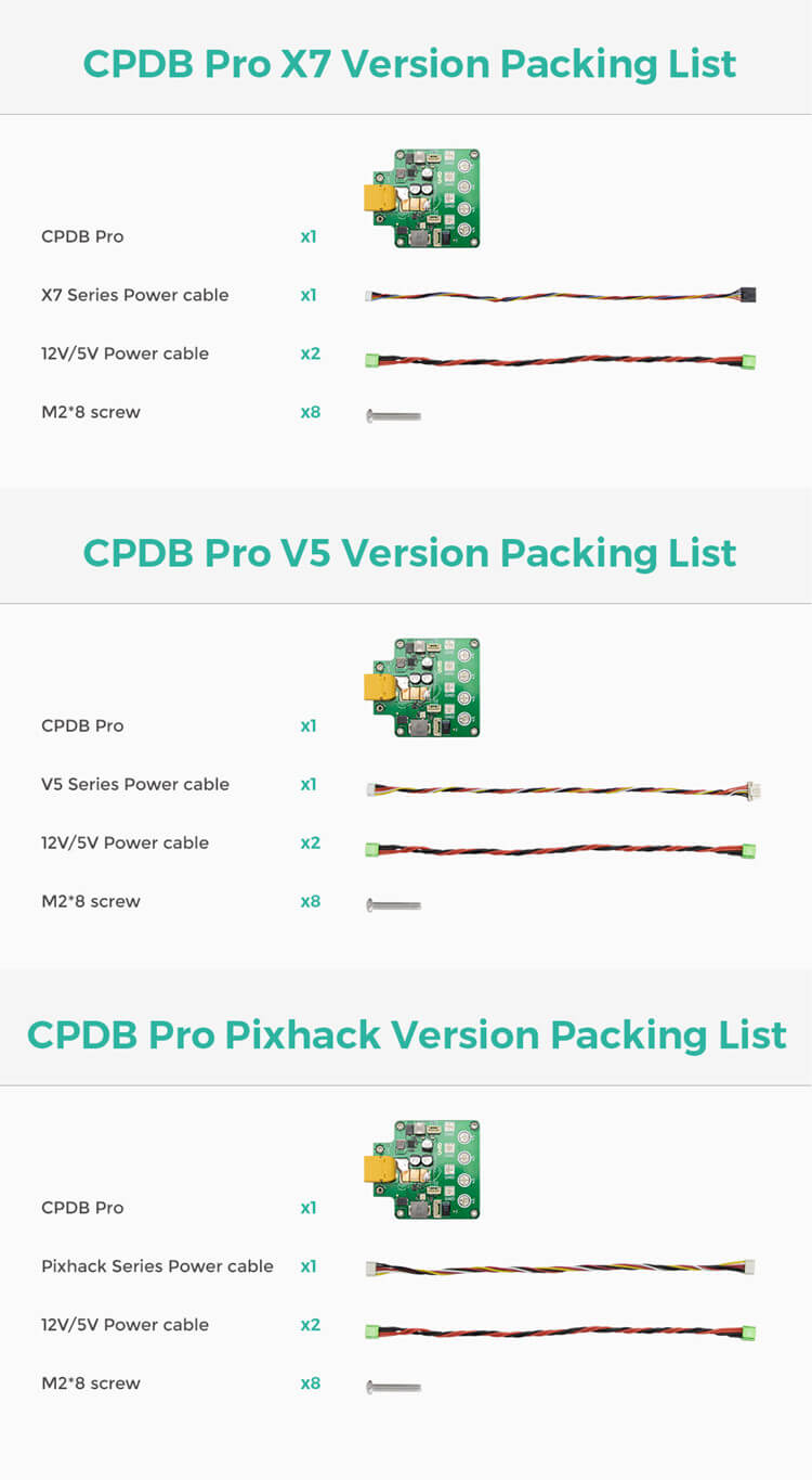 CUAV CPDB Pro Güç Dağıtım Kartı — CPDB Pro - Pixhack Sürümü * 2 adet — Teknik detay