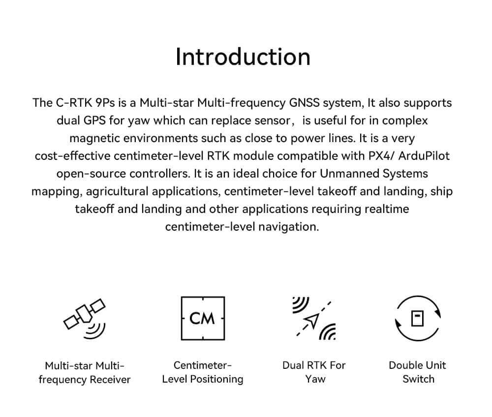 CUAV C-RTK 9Ps GNSS RTK Modülü — Gezici Birim ve Stand Seti — Teknik detay