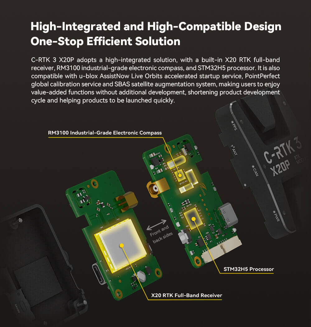 CUAV C-RTK 3 X20P GNSS Modülü — Gezici istasyon (anten dahil) — Teknik detay