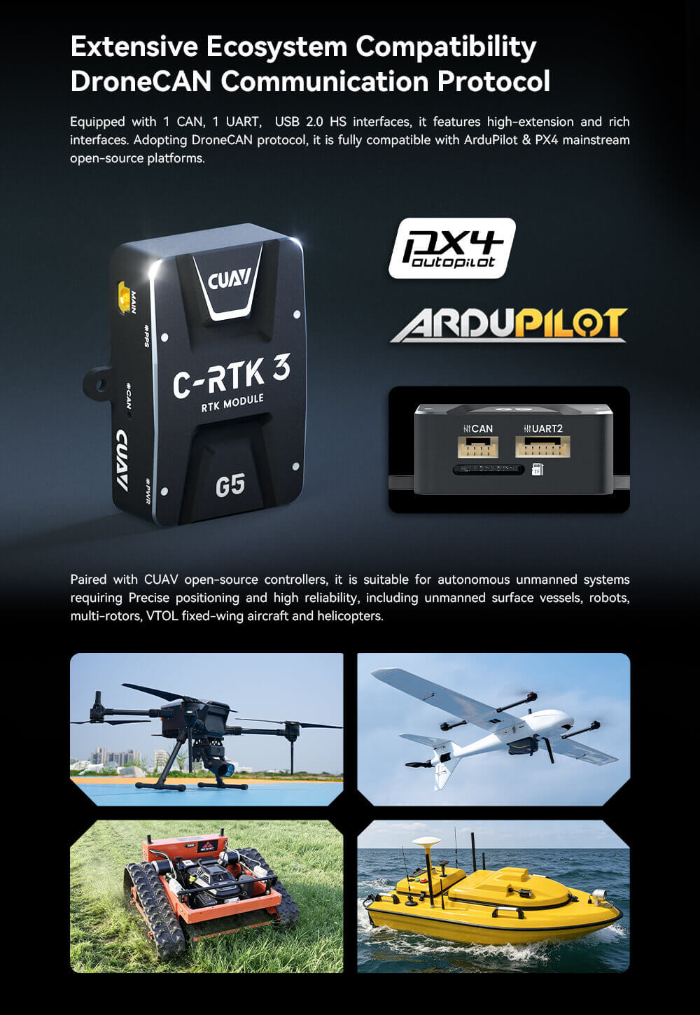 CUAV C-RTK 3 G5 GNSS Modülü — Teknik detay