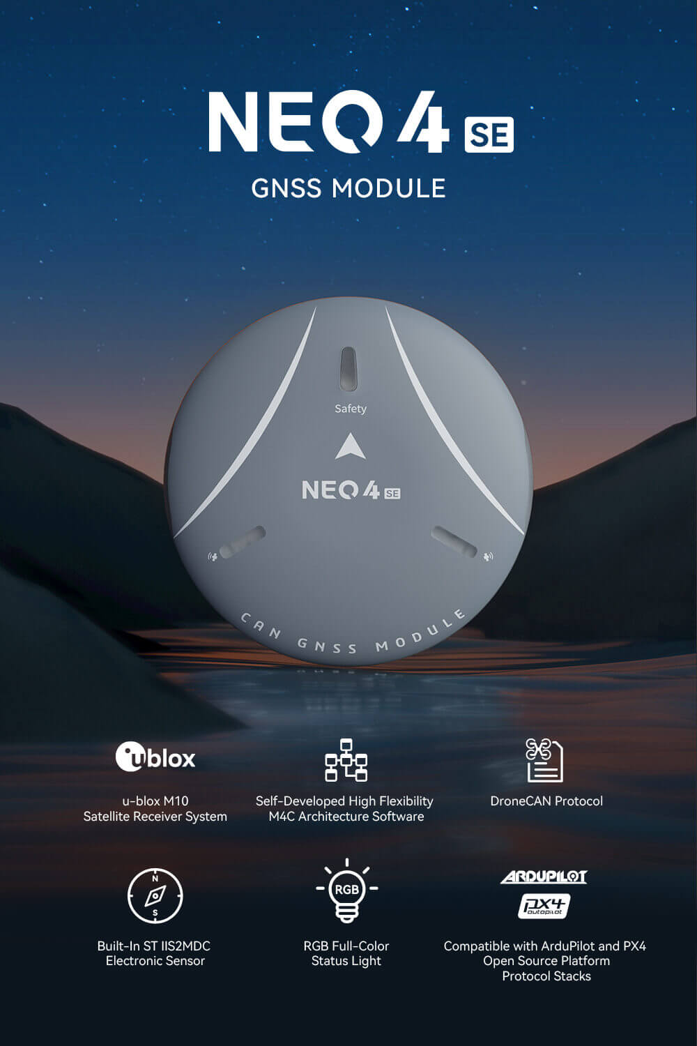 CUAV NEO 4 SE GNSS Modülü — NEO 4 SE & Pixhawk V6X V2 Kontrolcü — Teknik detay