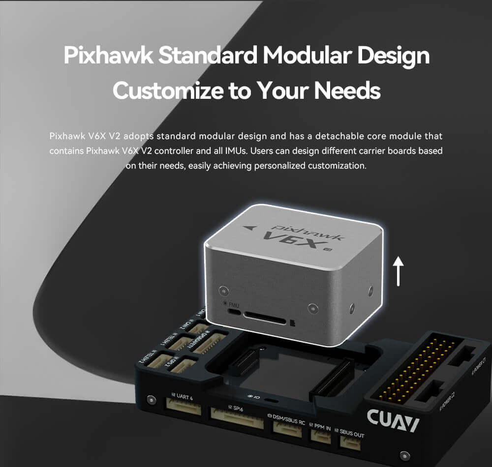 CUAV Pixhawk V6X V2 Uçuş Kontrolcüsü — Pixhawk V6X V2 Kontrolcü + PMU 2 Lite Güç Modülü(5V) — Teknik detay