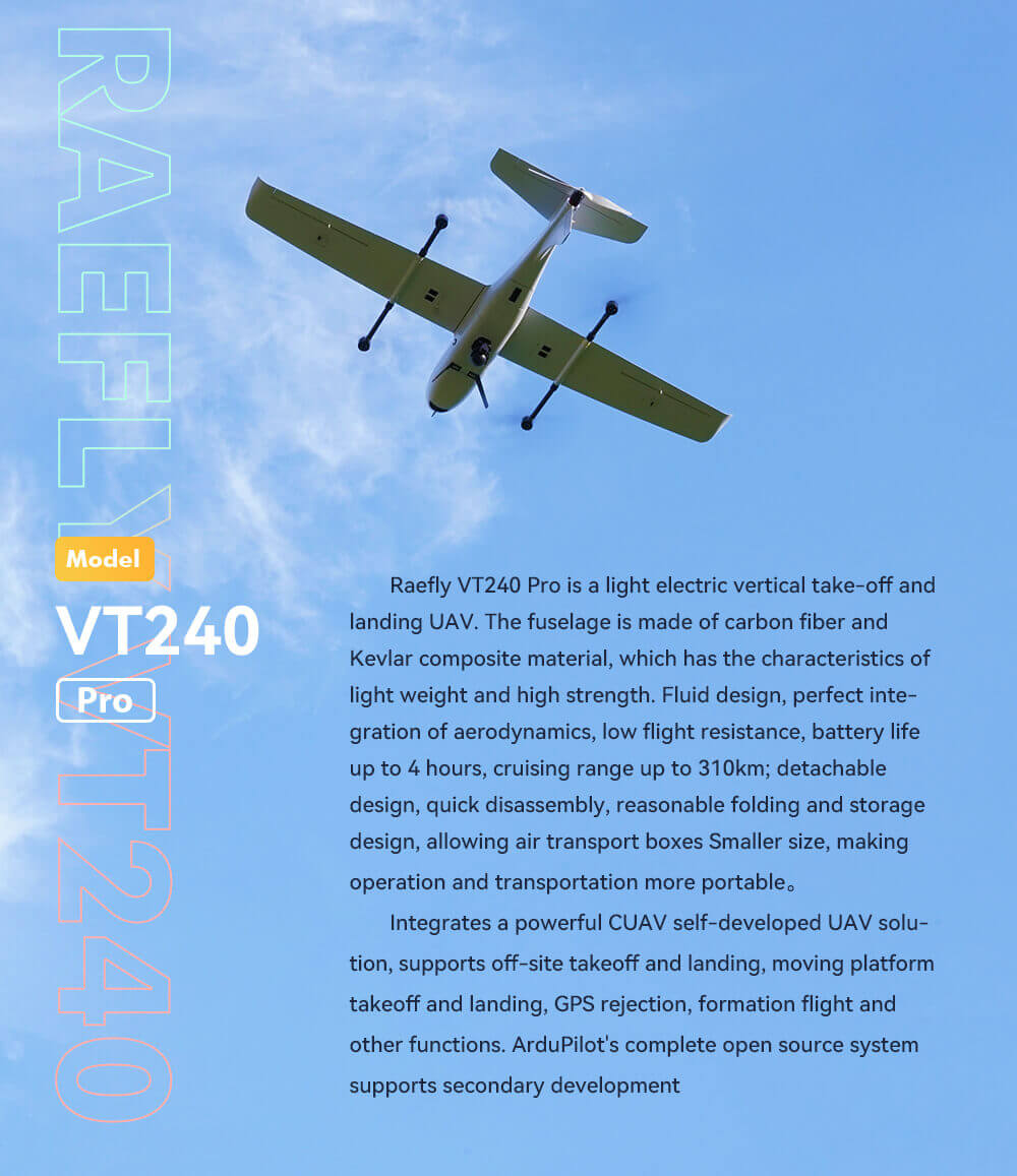 Raefly VT240 Pro Elektrikli VTOL İHA — Başlangıç Sürümü — Teknik detay