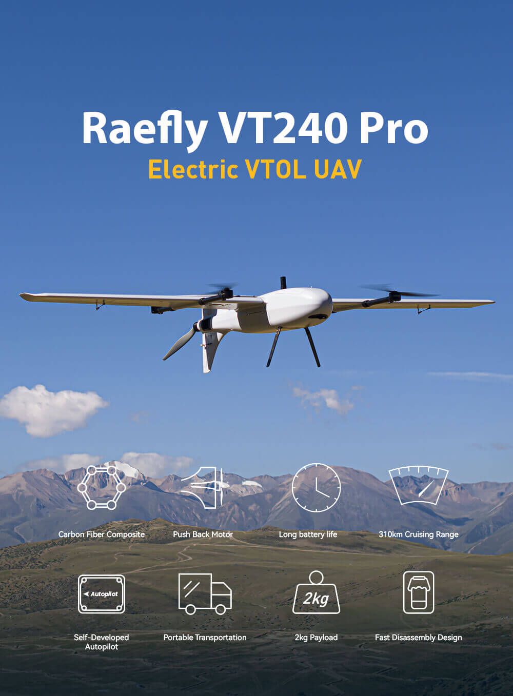 Raefly VT240 Pro Elektrikli VTOL İHA — Başlangıç Sürümü — Teknik detay