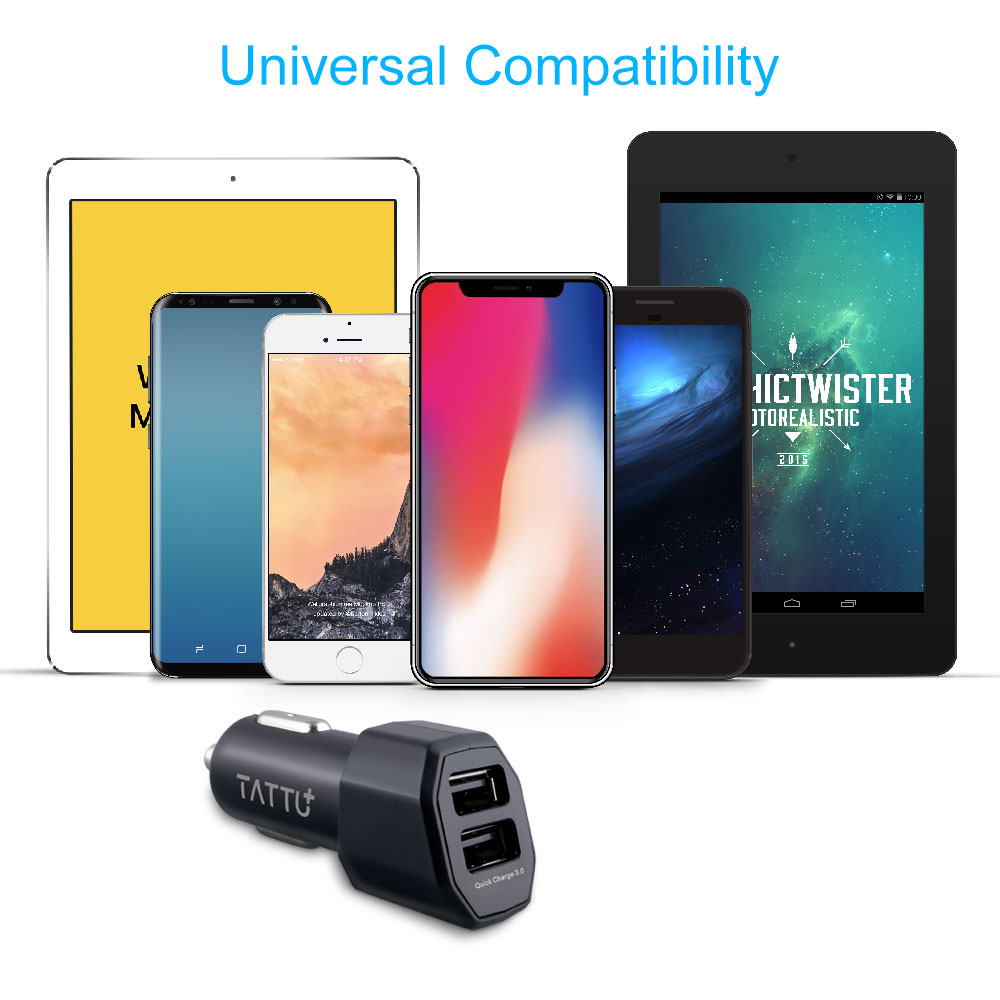 TATTU 30W Double Portlu Quick Charge 3.0 Car Charger