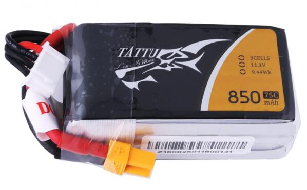 Tattu 850mAh 3S 75C 11.1V LiPo Batarya | XT60 Konnektör | FPV Classic