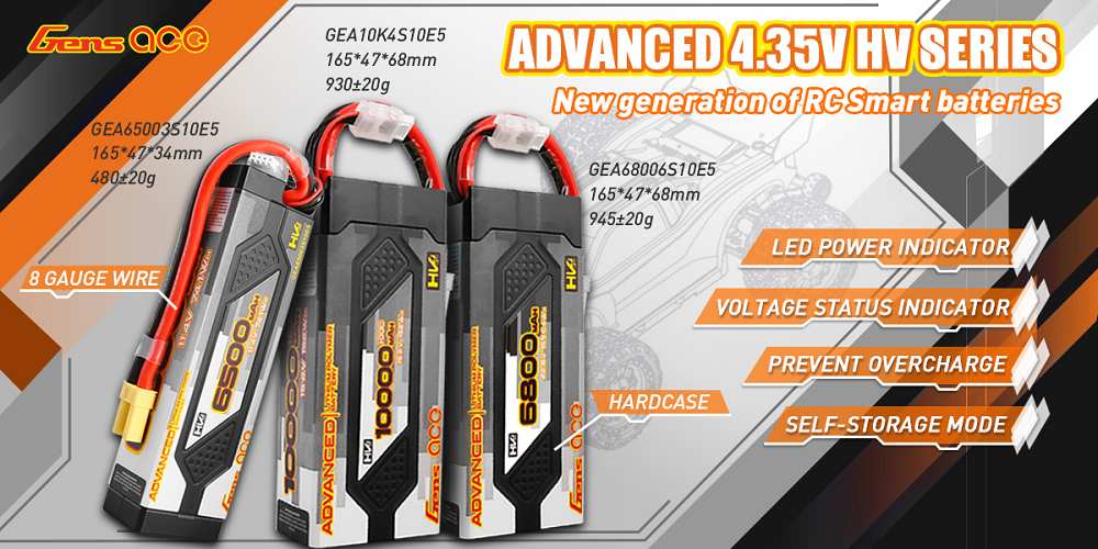 Gens ace 6800mAh 6S 100C 22.8V(HV) LiPo Batarya | Sert Kasalı | EC5 Konnektör | Advanced
