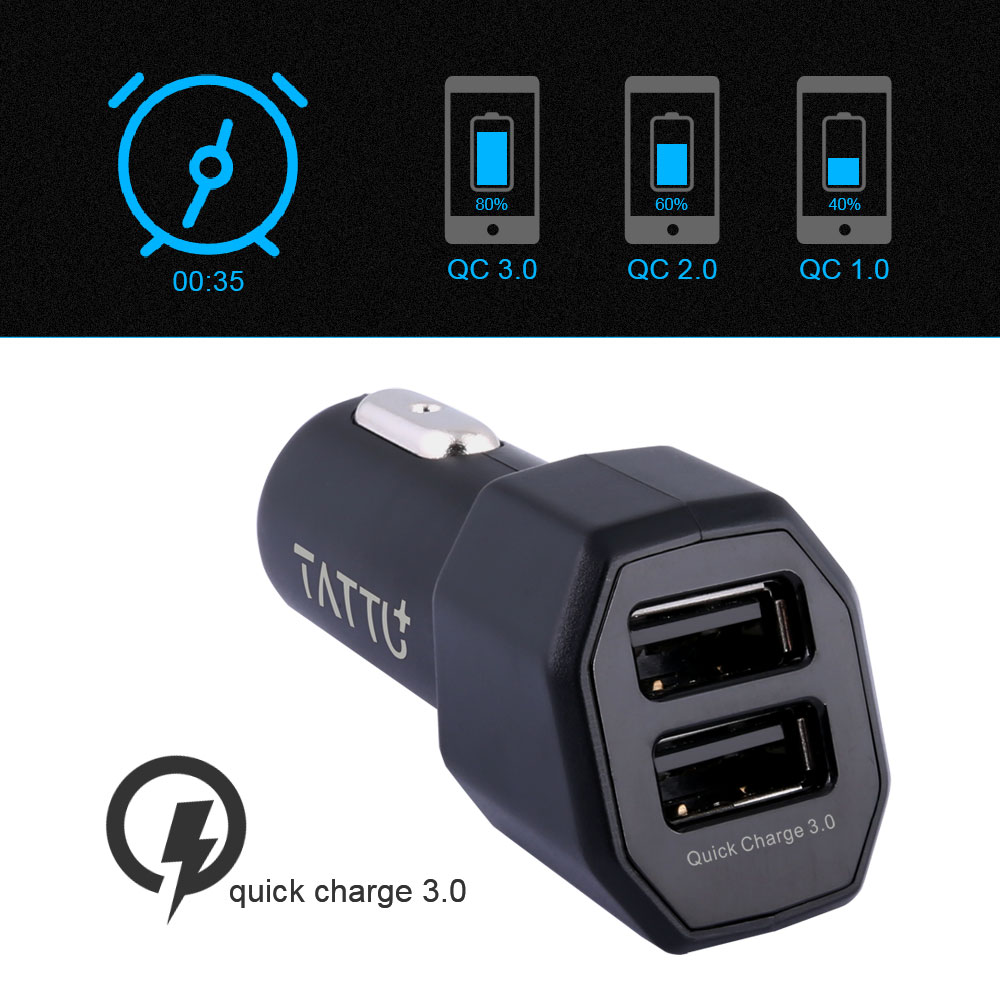 TATTU 30W Double Portlu Quick Charge 3.0 Car Charger