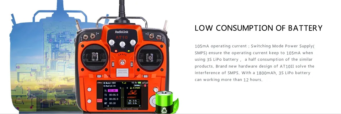 RadioLink AT10II Kumanda ve R12DS Alıcı Seti