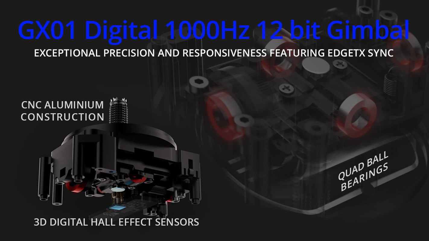 RadioMaster GX12 Uyumlu GX01 CNC Alüminyum 3D Dijital Hall Sensörü Kumanda Kol Mekanizması