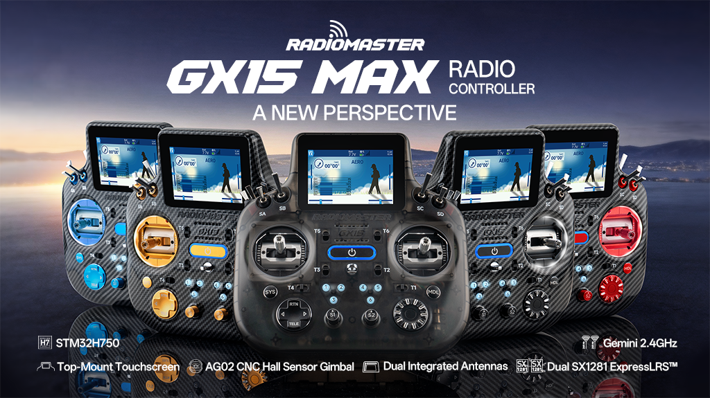RadioMaster GX15 MAX Uzaktan Kumanda — FCC / ELRS / Siyah