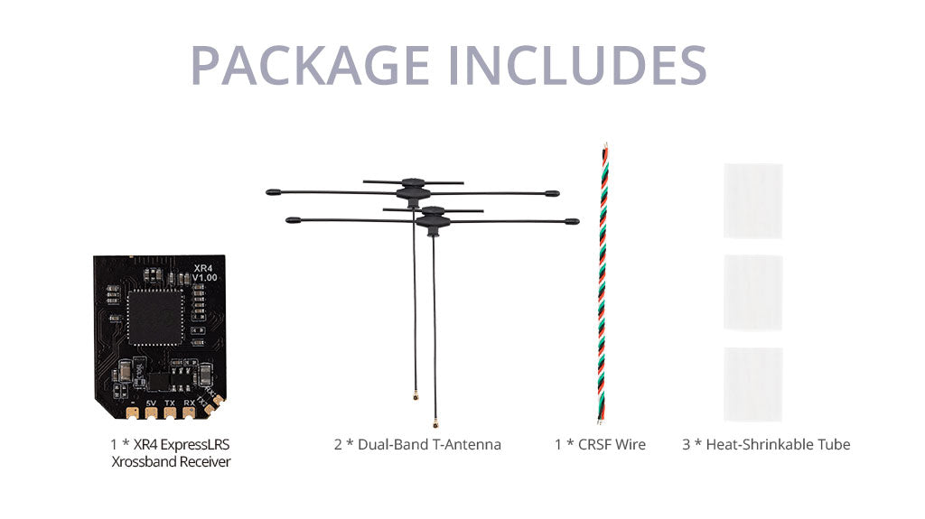 RadioMaster XR4 Gemini Xrossband Dual-Band ExpressLRS Receiver — FCC