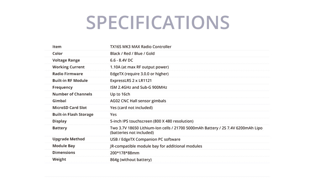 RadioMaster TX16S MK3 MAX Radio Controller (ELRS / M2) — FCC / ELRS / Black