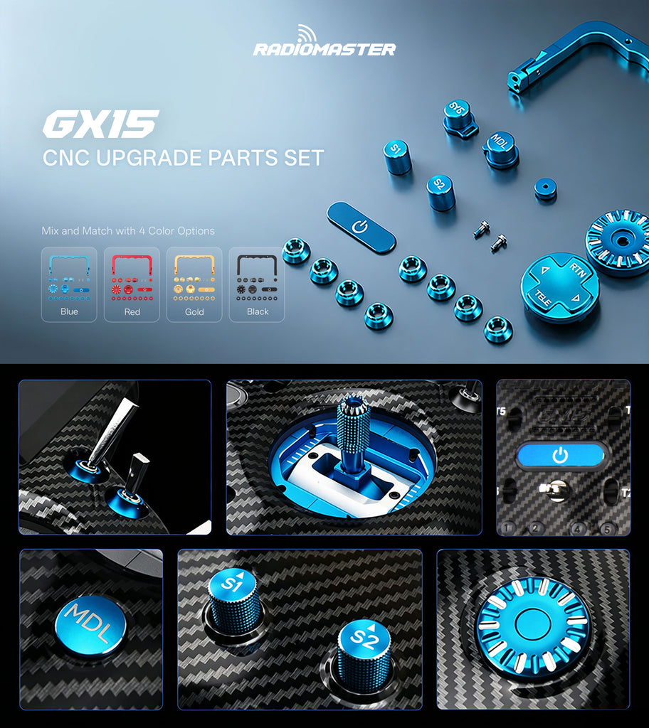 RadioMaster GX15 CNC Yükseltme Parçaları — Mavi
