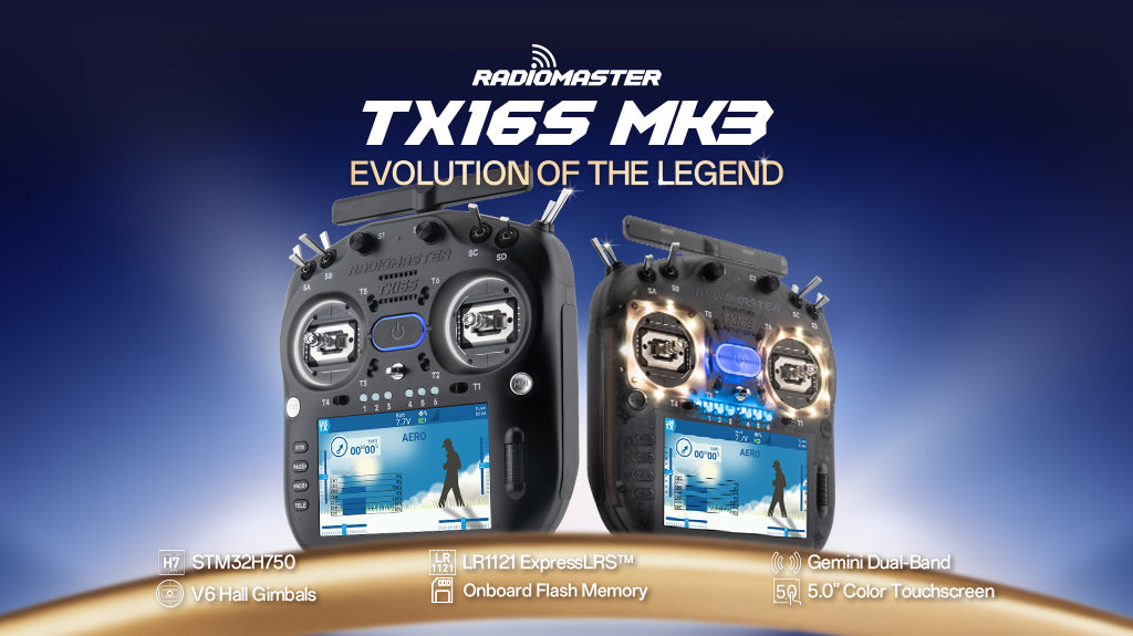 RadioMaster TX16S MK3 Radio Controller (ELRS / M2) — FCC / ELRS / Transparent Charcoal