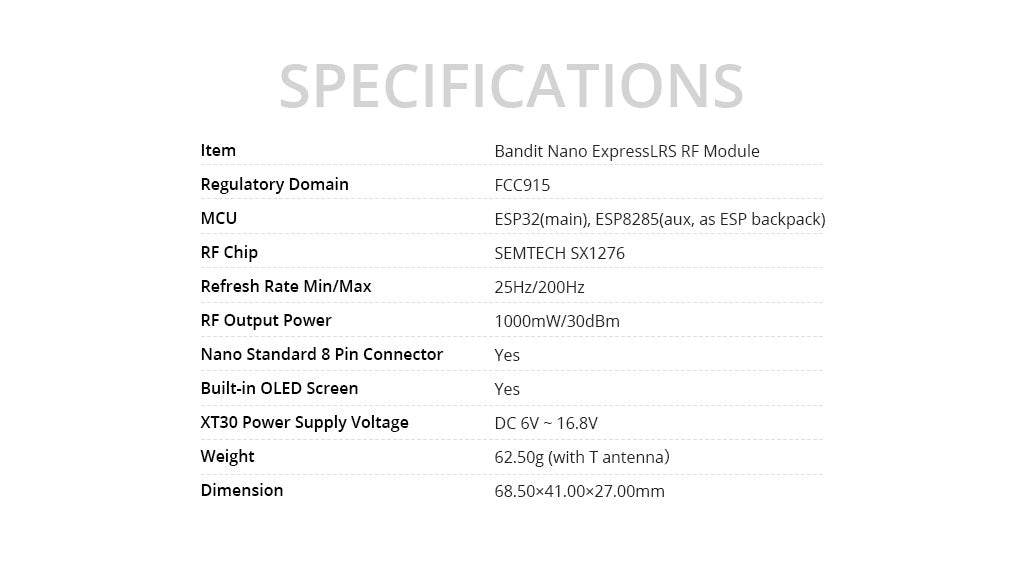 RadioMaster Bandit Nano ExpressLRS 915MHz RF Modülü