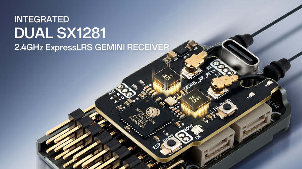 RadioMaster NEXUS-XR Uçuş Kontrolcüsü Entegre 2.4 GHz ExpressLRS Alıcılı — Altın / LBT