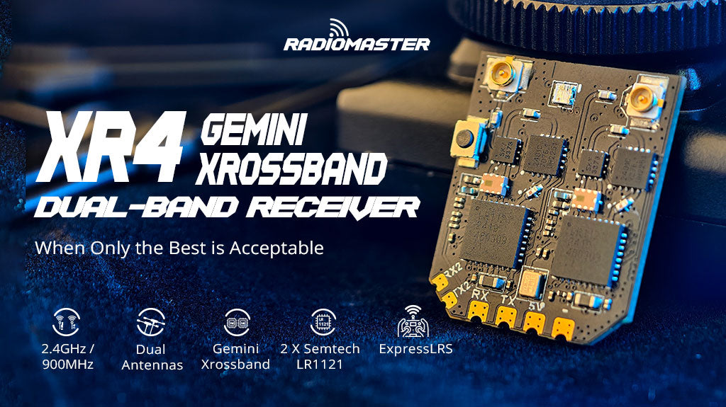 RadioMaster XR4 Gemini Xrossband Dual-Band ExpressLRS Receiver — FCC