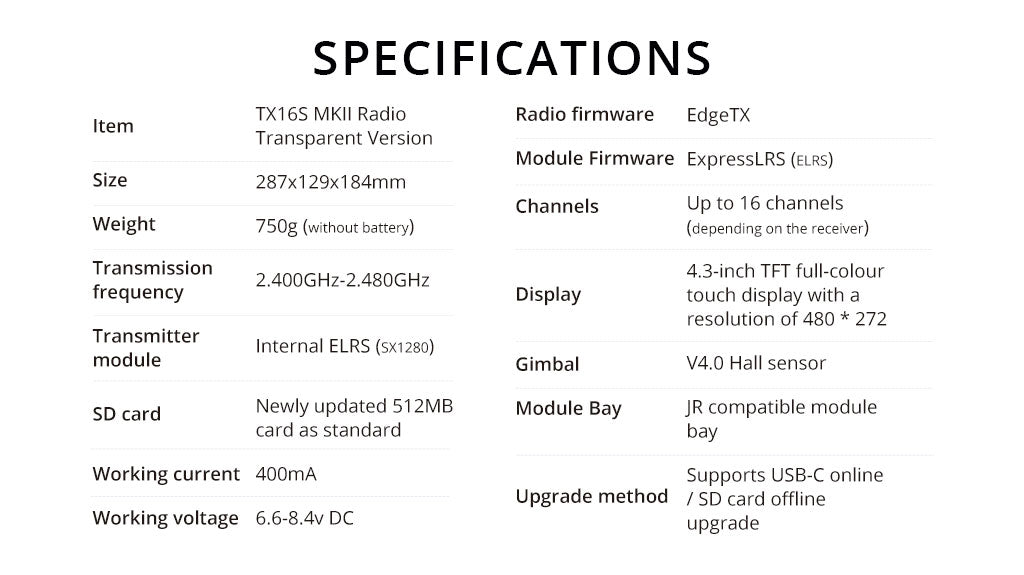 RadioMaster TX16S MKII Radio Transparent Version (MCK Edition / ELRS / M2) — LBT / ELRS