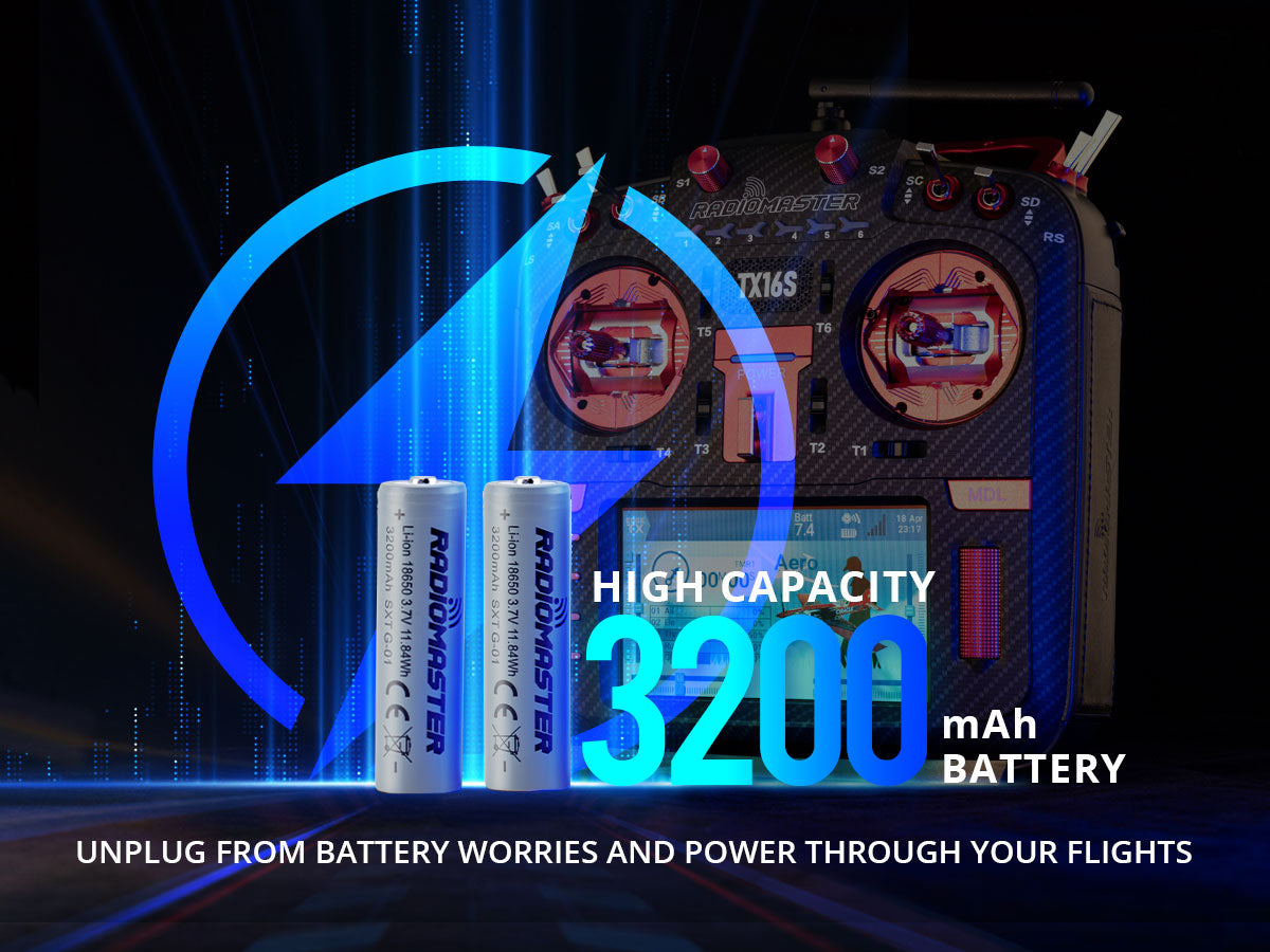 RadioMaster 18650 3200mAh 3.7V Pil (2Adet) için TX16S / Boxer / TX12/ Pocket / MT12 Kumandalar — 3200mAh