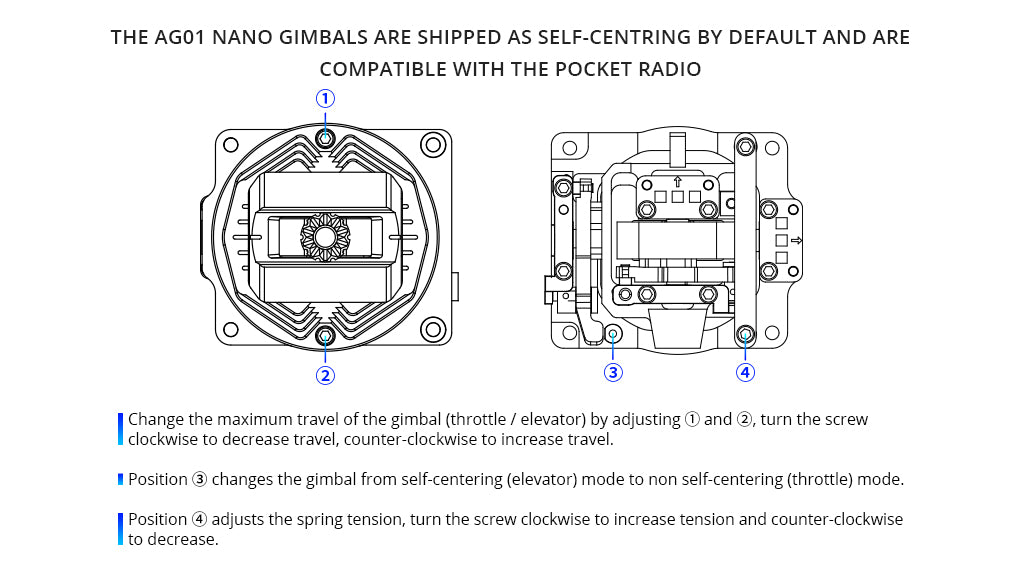 RadioMaster AG01 NANO CNC Hall Gimbals for Pocket Radio