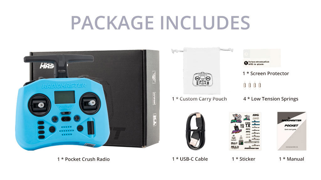 RadioMaster Pocket Crush Radio Controller (M2) — ELRS / LBT / Frost White