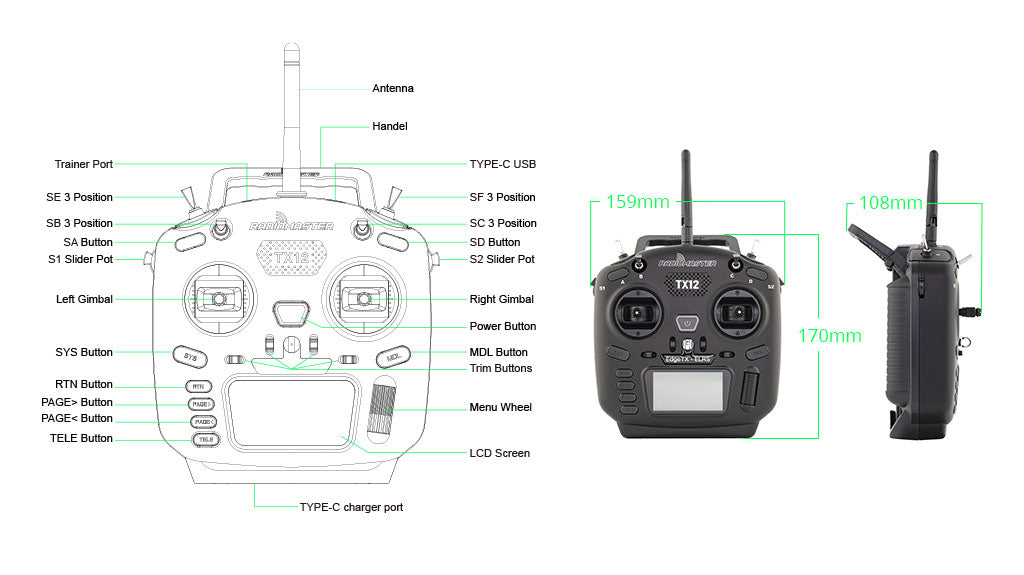 RadioMaster TX12 Mark II Uzaktan Kumanda (M2) — ELRS / LBT