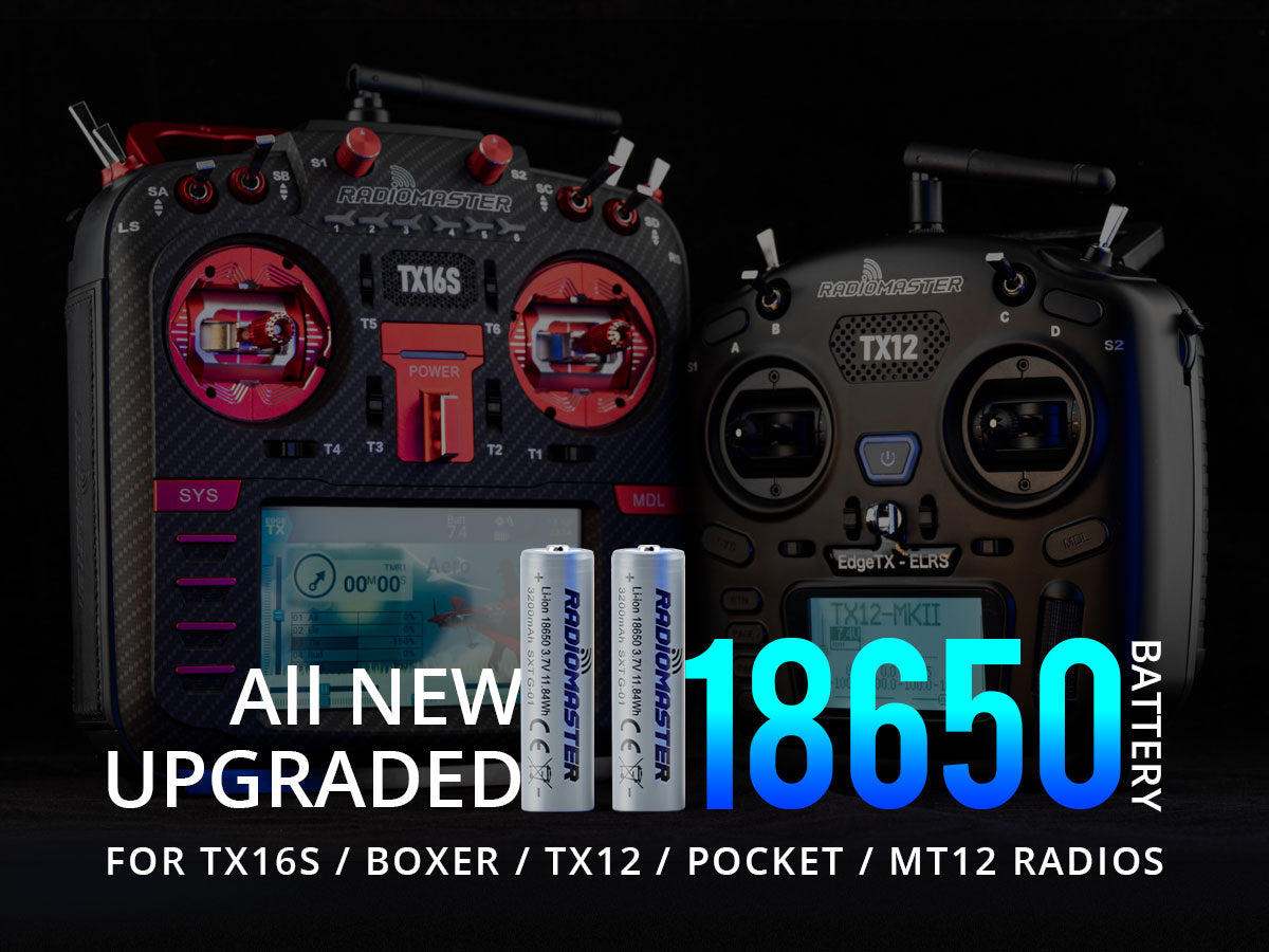RadioMaster 18650 3200mAh 3.7V Pil (2Adet) için TX16S / Boxer / TX12/ Pocket / MT12 Kumandalar — 3200mAh
