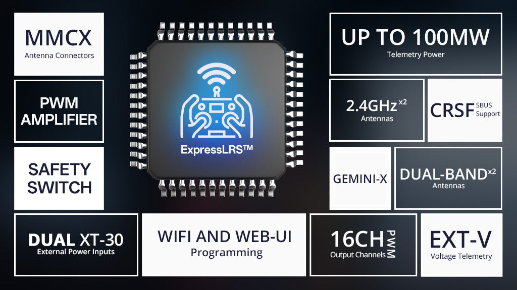 RadioMaster ER16 PWM - Çift Bant GEMINI ve GEMINI-X Alıcı — LBT