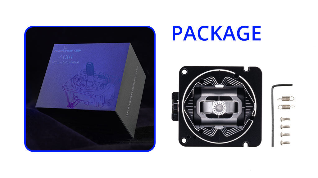 RadioMaster TX16S & Boxer Uyumlu AG01 CNC Hall Sensörlü Kumanda Kol Mekanizmaları — Seti / Mavi
