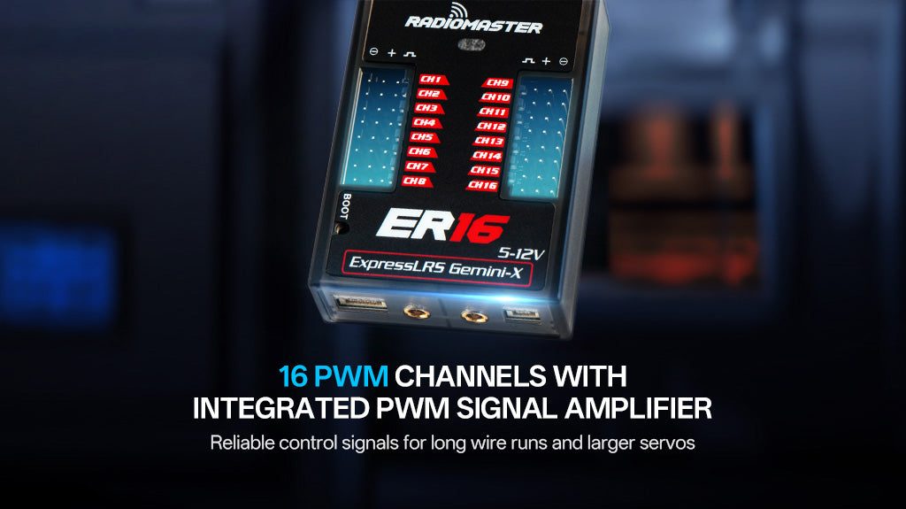 RadioMaster ER16 PWM - Çift Bant GEMINI ve GEMINI-X Alıcı — LBT