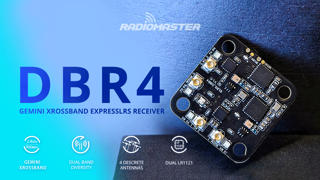 RadioMaster DBR4 Çift Bant Xross Gemini ExpressLRS Alıcı — FCC