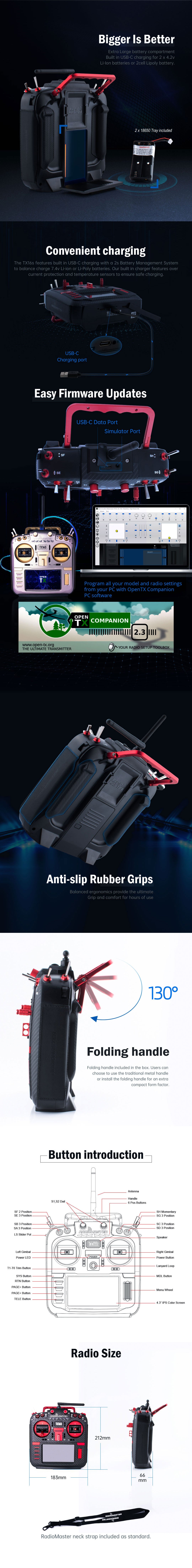 RadioMaster TX16S MAX Radio Controller(V1) Hall Gimbal Edition — SILVER / Mode 1