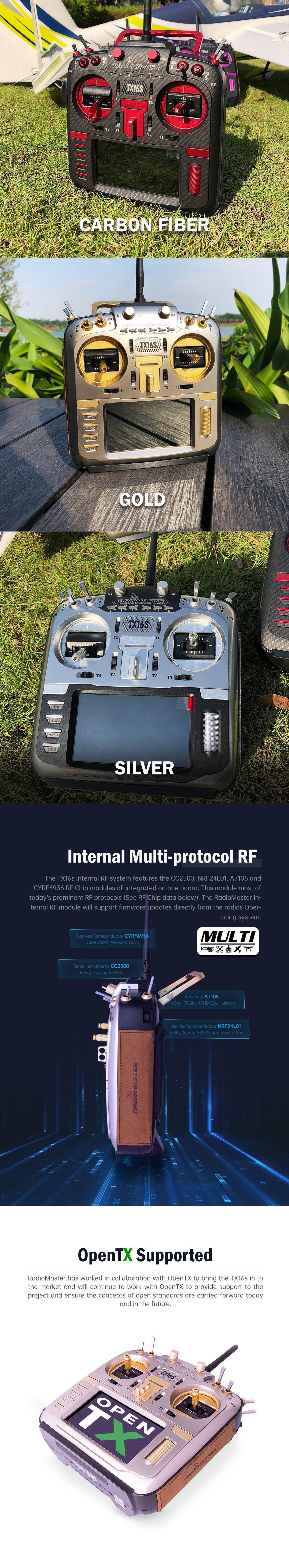 RadioMaster TX16S MAX Radio Controller(V1) Hall Gimbal Edition — SILVER / Mode 1