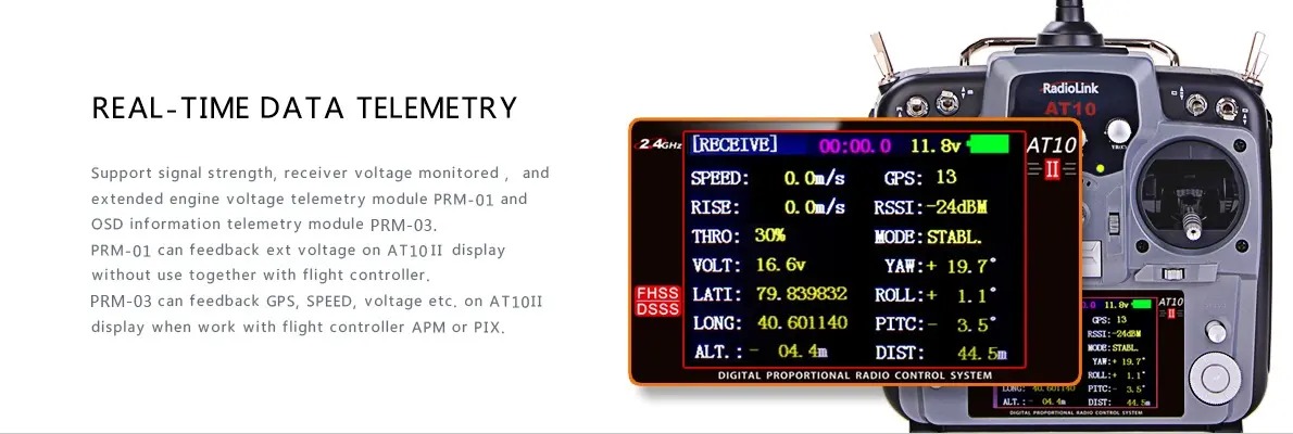 RadioLink AT10II Kumanda ve R12DS Alıcı Seti