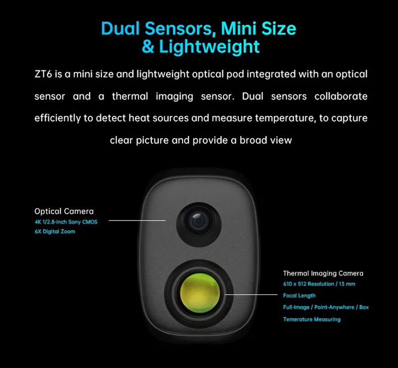 SIYI ZT6 Mini Optical Pod Dual Sensor Gimbal Camera