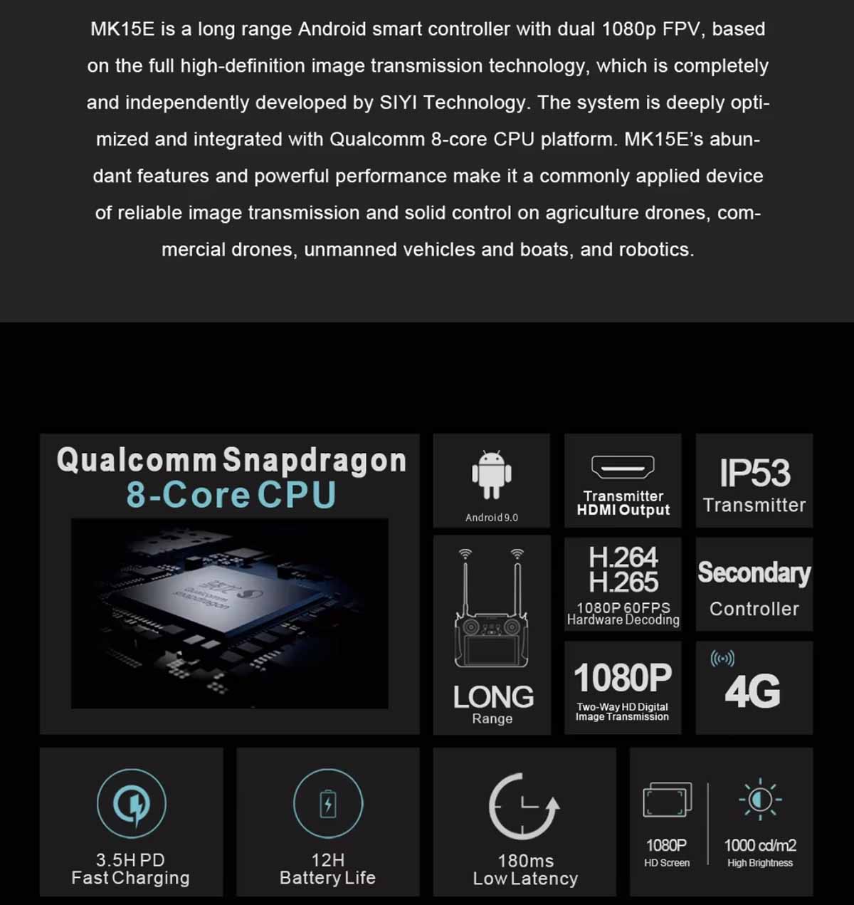 SIYI MK15E Mini HD Handheld Smart Controller