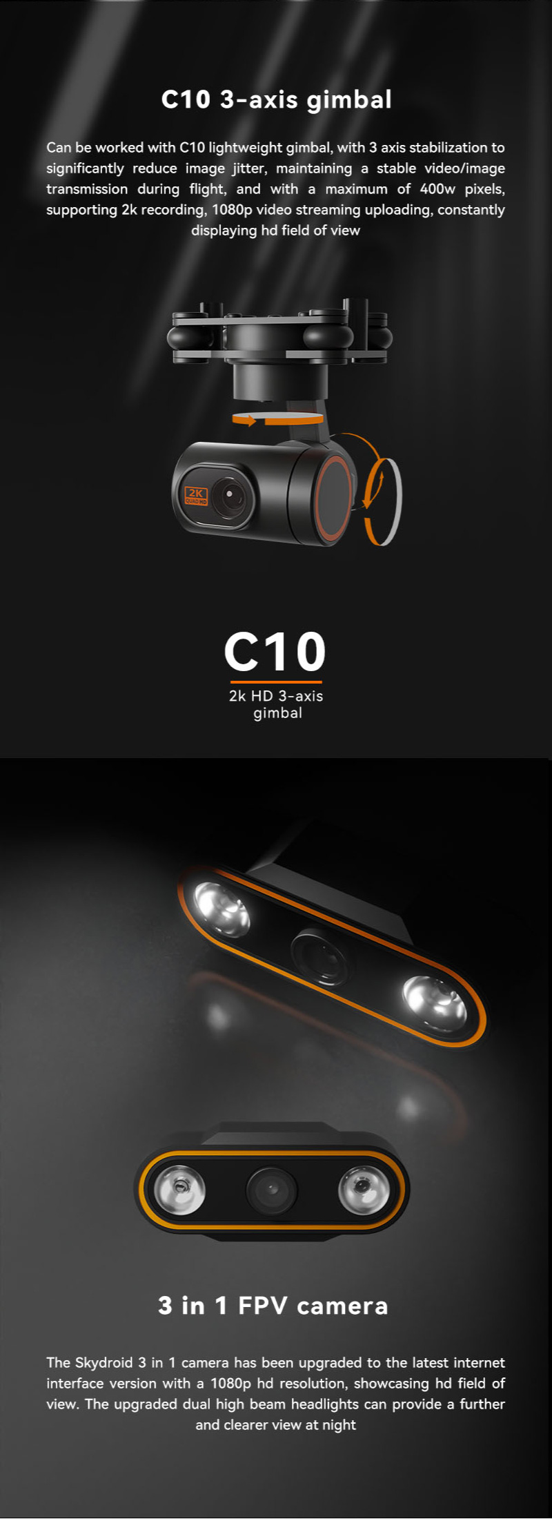 SKYDROID S1 Pro İHA Elektronik Kontrol Sistemi — Standart GPS / 3 in 1 Kamera (Network Interface Version)