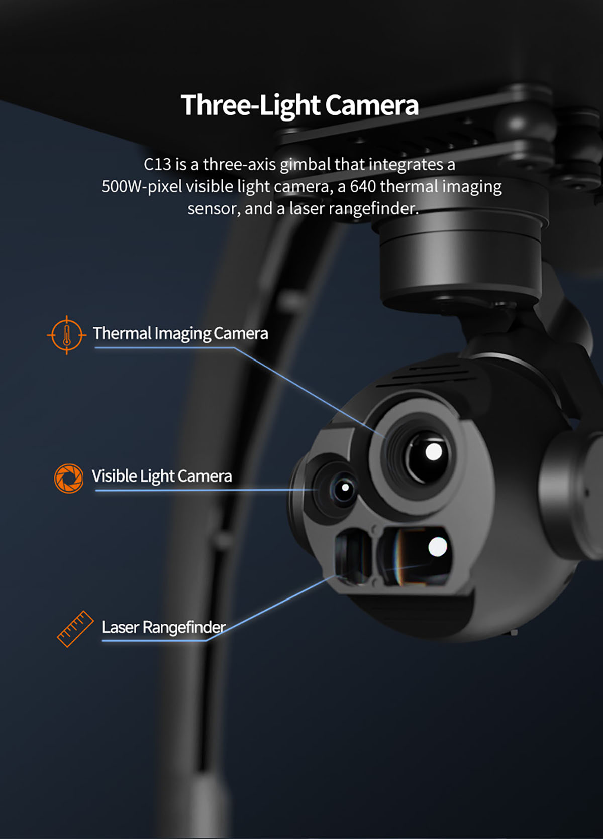 SKYDROID C13 Üç Sensörlü Gimbal Kamera