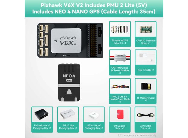 CUAV Pixhawk V6X V2 Controller Accessories Kits — Pixhawk V6X V2 Controller with CAN PMU Lite Power Module