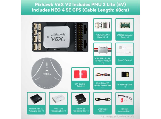 CUAV Pixhawk V6X V2 Uçuş Kontrolcüsü ve Aksesuar Setleri — Pixhawk V6X V2 Kontrolcü + NEO 3 Pro GNSS Modülü