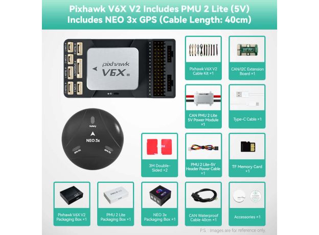 CUAV Pixhawk V6X V2 Uçuş Kontrolcüsü ve Aksesuar Setleri — Pixhawk V6X V2 Kontrolcü + NEO 3 Pro GNSS Modülü
