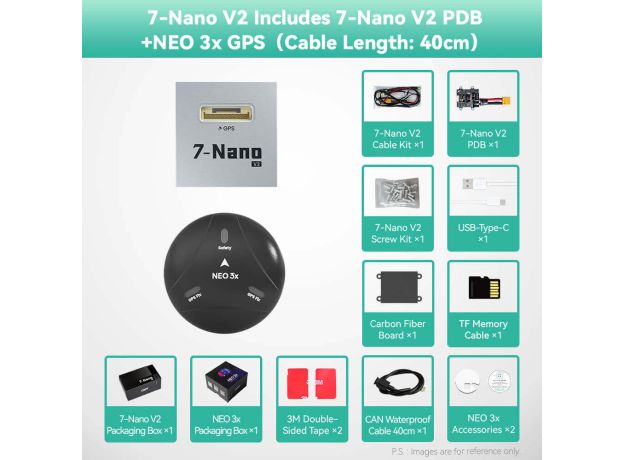 CUAV 7-Nano V2 Uçuş Kontrolcüsü ve Aksesuar Setleri — 7-Nano V2 Kontrolcü + NEO 4 Nano GNSS Modülü