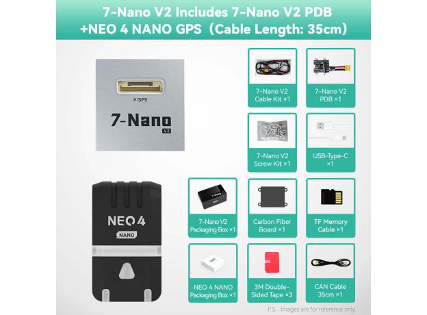 CUAV 7-Nano V2 Uçuş Kontrolcüsü ve Aksesuar Setleri — 7-Nano V2 Kontrolcü + NEO 3 Pro GNSS Modülü
