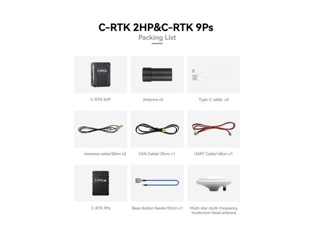CUAV C-RTK 2HP Çift Antenli GNSS Modülü — RTK 2HP + RTK 9Ps Base